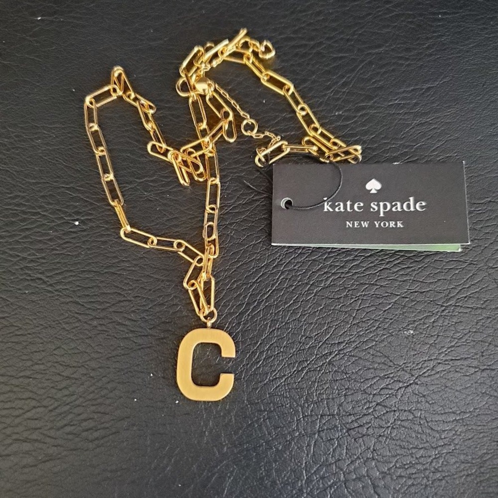 Kate Spade New York Initial This Letter C Paperclip Chain Necklace Gold Tone NWT - Picture 4 of 6
